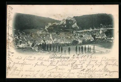 AK Blaubeuren, Ortsansicht aus der Vogelschau