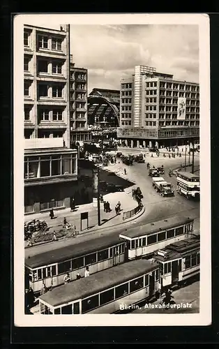 AK Berlin, Strassenbahn am Alexanderplatz