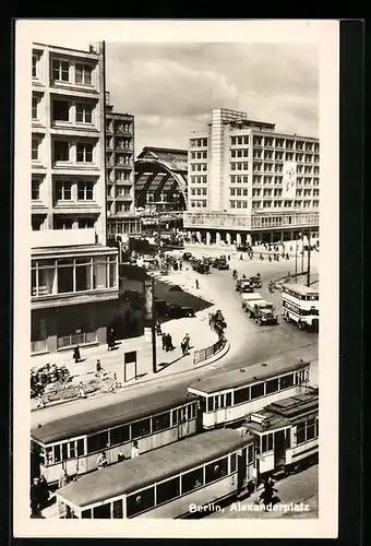 AK Berlin, Strassenbahnen am Alexanderplatz