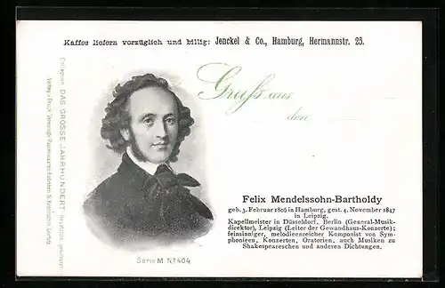 AK Kapellmeister Felix Mendelssohn-Bartholdy im Portrait
