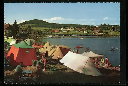 AK Schluchsee /Schwarzwald, Uferpartie mit Campingplatz