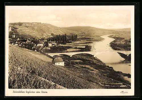 AK Randersacker am Main, Ortsansicht mit Fluss aus der Vogelschau