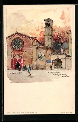 Künstler-AK Manuel Wielandt: Lugano, Sta. Maria degli Angioli, Strassenpartie