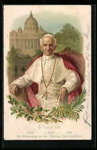 Lithographie Papst Leo XIII., 25 jähriges Jubiläum 1903