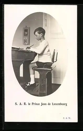 AK Le Prince Jean de Luxembourg, von Luxemburg, bei den Hausaufgaben