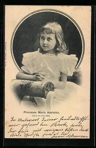AK Prinzessin Marie Adelaide im weissen Kleid