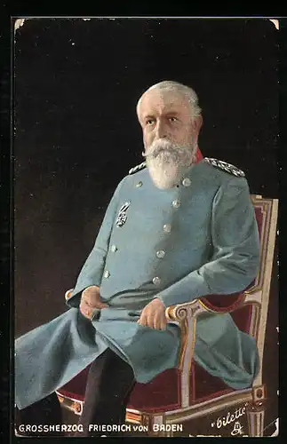 AK Grossherzog Friedrich von Baden im Stuhl sitzend