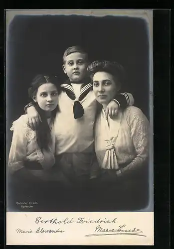 AK Berthold Friedrich, Marie Alexandra und Marie Luise von Baden