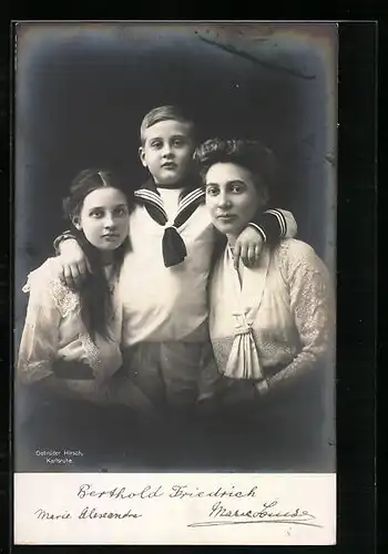 AK Berthold Friedrich, Marie Alexandra und Marie Louise von Baden