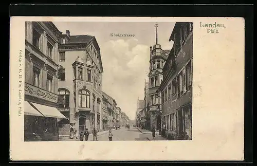 AK Landau /Pfalz, Blick in die Königstrasse