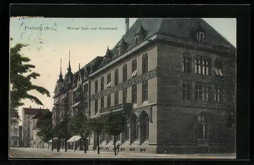 AK Freiburg /Br., Wiener Café und Reichsbank
