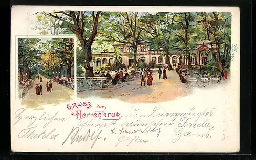 Lithographie Magdeburg, Gasthaus Herrenkrug