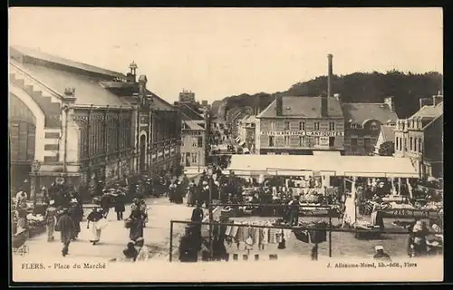 AK Flers, Place du Marché, Hotel de Bretagne