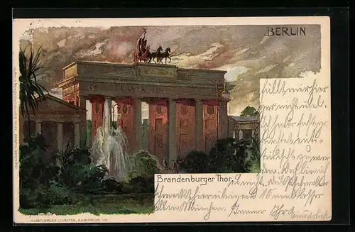 Künstler-AK Heinrich Kley: Berlin, Das Brandenburger Thor im Abendrot