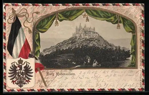 Passepartout-Lithographie Hohenzollern, Burg, Wappen