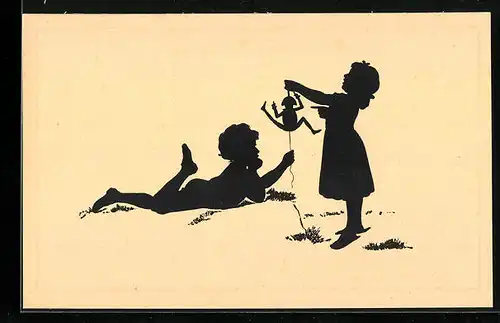 Künstler-AK Paul Konewka: Kinder mit Hampelmann auf einer Wiese