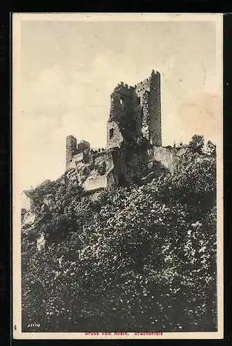 AK Drachenfels am Rhein im Sonnenlicht