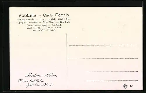 AK Berlin-Charlottenburg, Kaiser Wilhelm-Gedächtniskirche