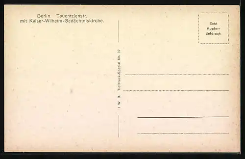 AK Berlin-Charlottenburg, Tauentzienstrasse mit Kaiser-Wilhelm-Gedächtniskirche, Strassenbahn