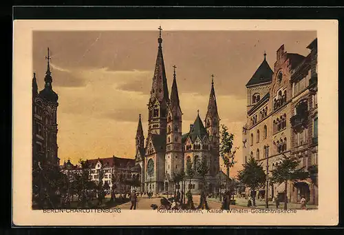 AK Berlin-Charlottenburg, Kurfürstendamm und Kaiser Wilhelm-Gedächtniskirche