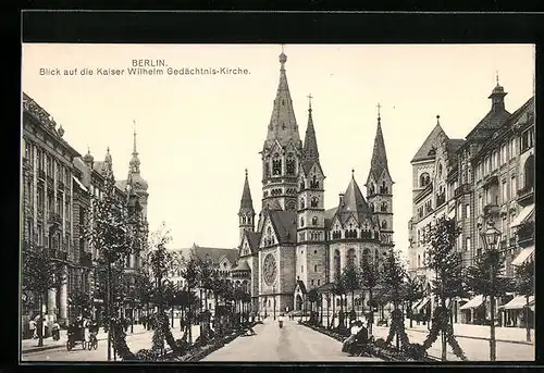 AK Berlin-Charlottenburg, Blick zur Kaiser Wilhelm-Gedächtniskirche