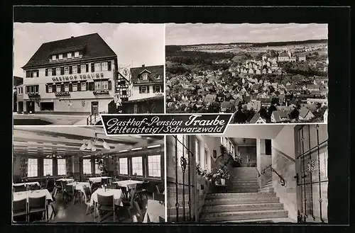 AK Altensteig / Schwarzwald, Gasthof-Pension zur Traube, Ortsansicht aus der Vogelschau