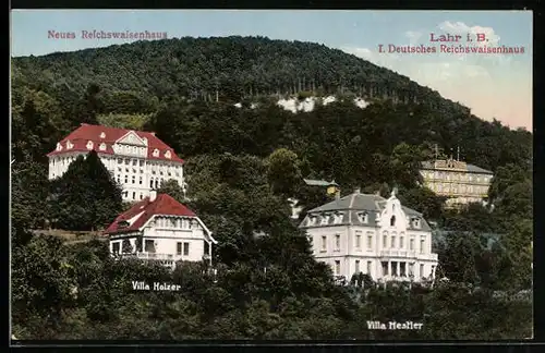 AK Lahr i. B., Neues Reichswaisenhaus, Villa Holzer und Villa Nestler