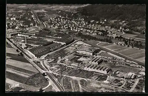 AK Gottmadingen, Fahr-Werke mit den Siedlungen vom Flugzeug aus gesehen