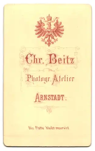 Fotografie Chr. Beitz, Arnstadt, Stattlicher bürgerlicher Herr mit Schnurrbart im Anzug