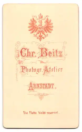 Fotografie Chr. Beitz, Arnstadt, Stattlicher bürgerlicher Herr mit Bart im Anzug