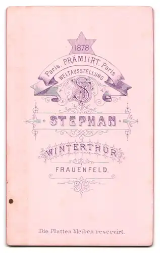 Fotografie F. Stephan, Winterthur, Bürgerlicher Herr mit grossen Ohren, Schnurrbart und Koteletten im Anzug