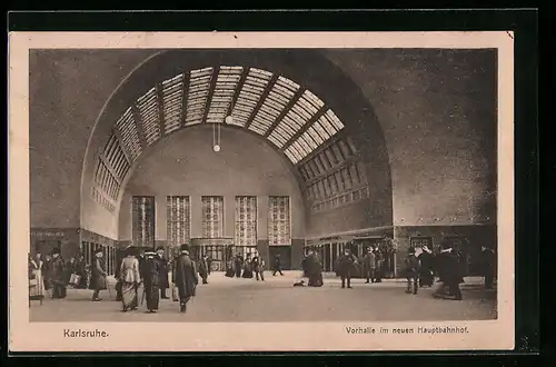 AK Karlsruhe, Vorhalle im neuen Hauptahnhof