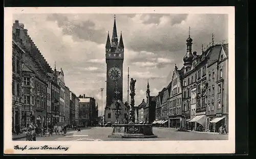 AK Straubing, Brunnen auf dem Theresienplatz