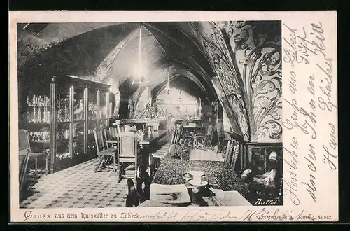 AK Lübeck, Gaststätte Ratskeller, Innenansicht