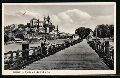 AK Breisach /Rh., Ortsansicht mit Schiffsbrücke