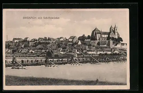 AK Breisach /Rh., Ortspanorama mit Schiffsbrücke