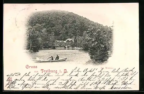 AK Freiburg i. B., Ruderpartie am Waldsee