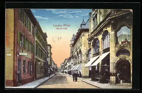 AK Landau /Pfalz, Blick in die Marktstrasse