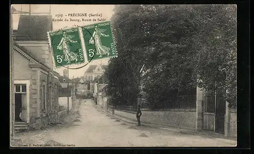 AK Précigné, Entree du Bourg, Route de Sable