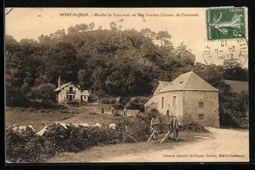 AK Mont-St.-Jean, Moulin de Courtavel en face l`ancien Chateau de Courtavel