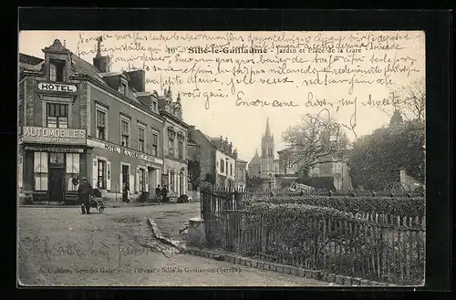 AK Sillé-le-Guillaume, Jardin et Place de la Gare