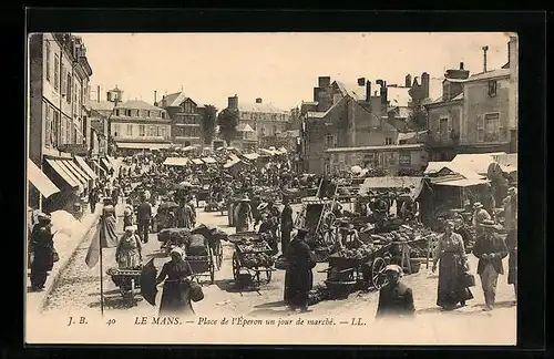 AK Le Mans, Place de l`Eperon un jour de marché