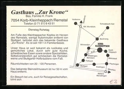 AK Korb-Kleinheppach /Remstal, Innenansicht Gasthaus Zur Krone