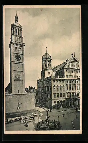 AK Augsburg, Rathaus und Perlach