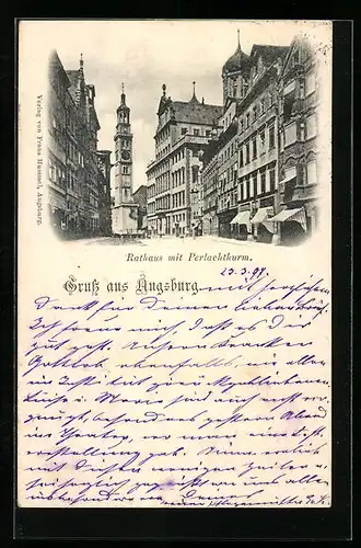 AK Augsburg, Rathaus mit Perlachthurm