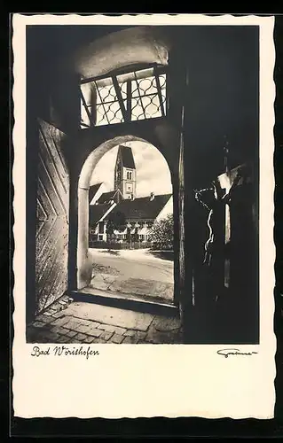 AK Bad Wörishofen, Ortspartie durch ein Portal