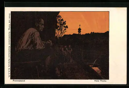 Künstler-AK Hans Thoma: Feierabend, sitzender Mann