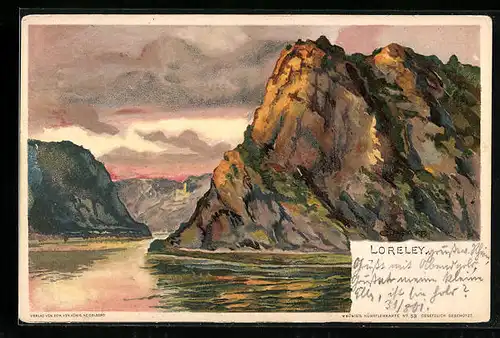 Künstler-AK C. Pfaff: Loreley am Rhein