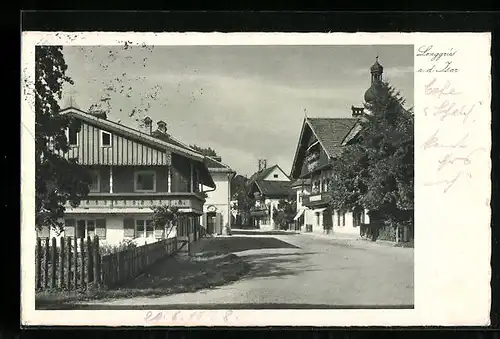 AK Lenggries a. d. Isar, Marktstrassemit Häusern