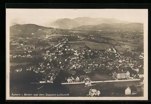 AK Achern i. Baden, Ortsansicht aus dem Zeppelin-Luftschiff